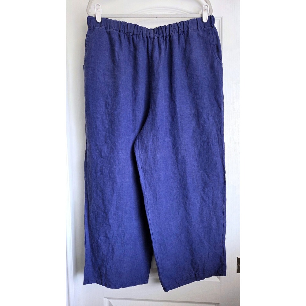 Bryn Walker 100% Linen Wide Leg Elastic Waist Pocket Pants USA Size XL Beachy